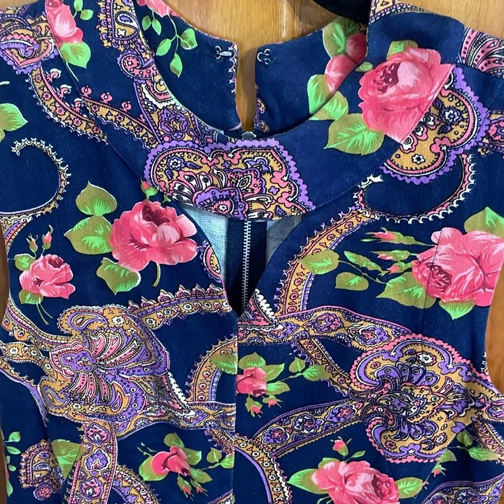 Free People NWOT Retro Vintage-Inspired PaisleyRose Mini Dress/Jumper RARE Smal‎
